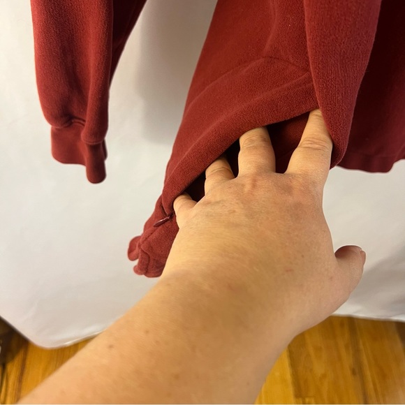 Woolrich Pullover Sweatshirt Mens L Large Cotton 1/4 Zip Mock Neck Red Pocket - Picture 3 of 6